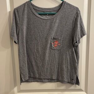 American Eagle Outfitters Gray Tee with Red Cactus Pocket
